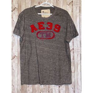 American Eagle Men's Athletic Fit Short Sleeve Gray Graphic T Shirt Size Large